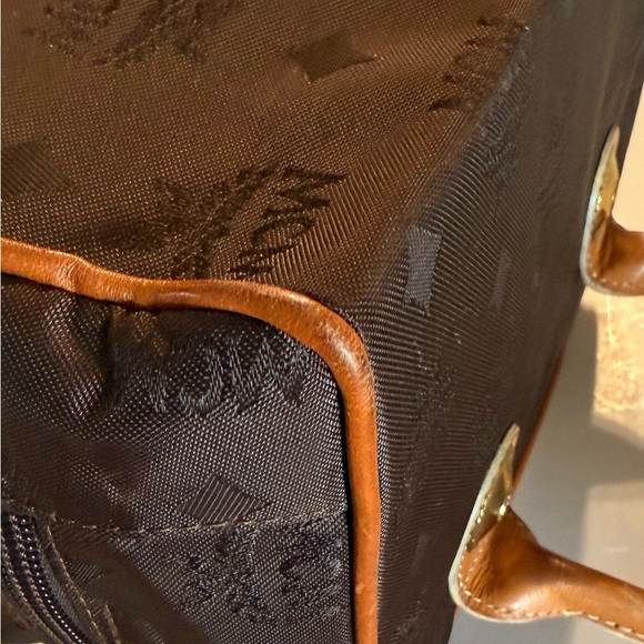 MCM Boston Satchel Hand Bag Nylon Leather Dark Brown Authenticated COA - Picture 12 of 16